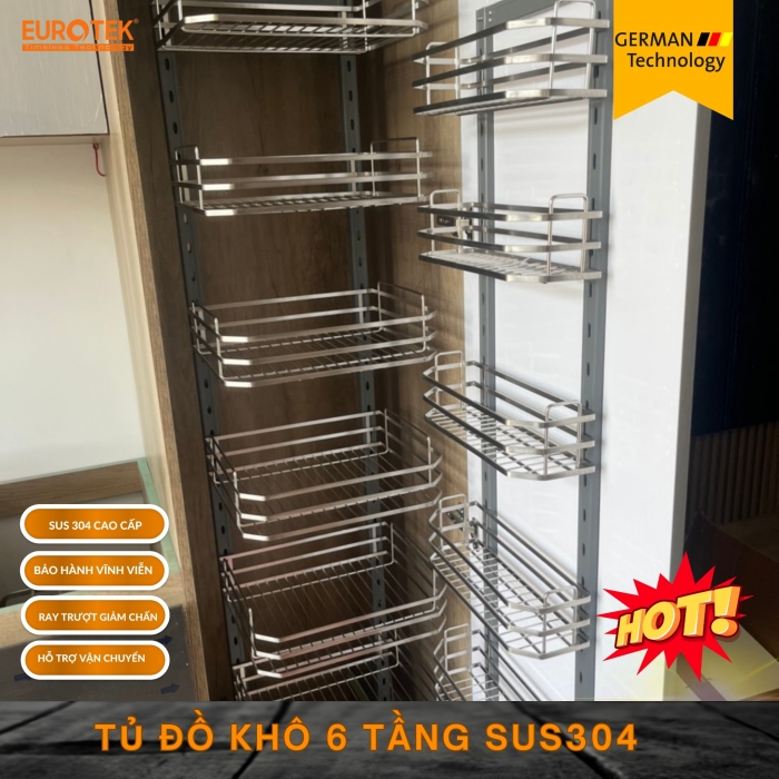 Tủ Đồ Khô 6 Tầng Nan Dẹt SUS 304 EU6H-600 Eurotetk