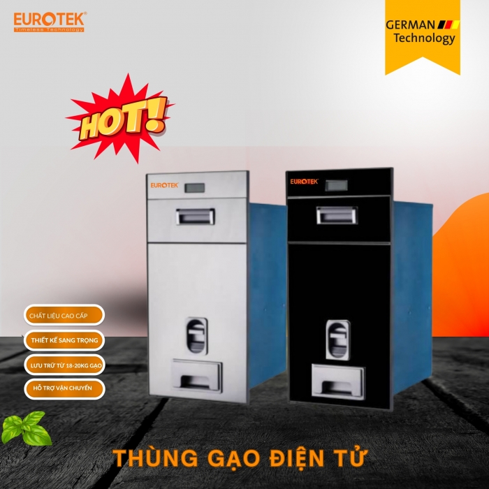 Thùng Gạo Mặt Gương Điện Tử Cao Cấp EU-RS20 Eurotek