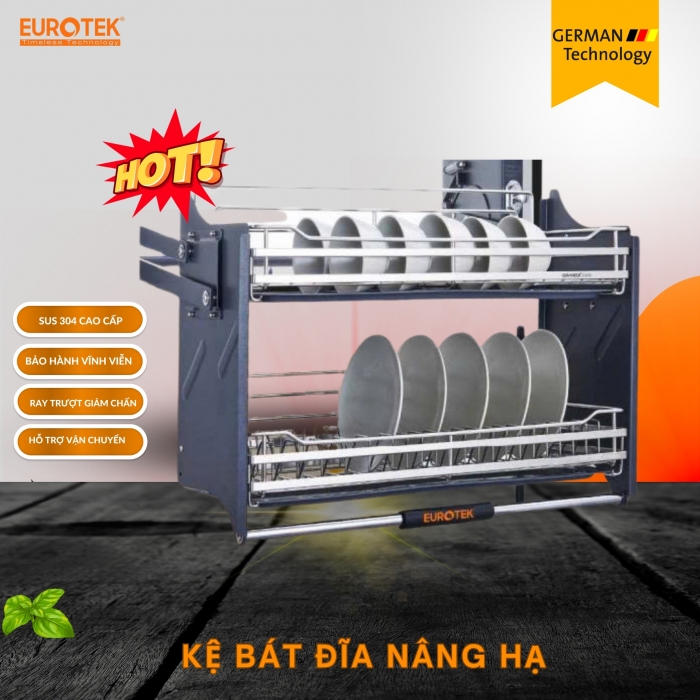Kệ bát đĩa nâng hạ SUS304 ENH800TX Eurotek