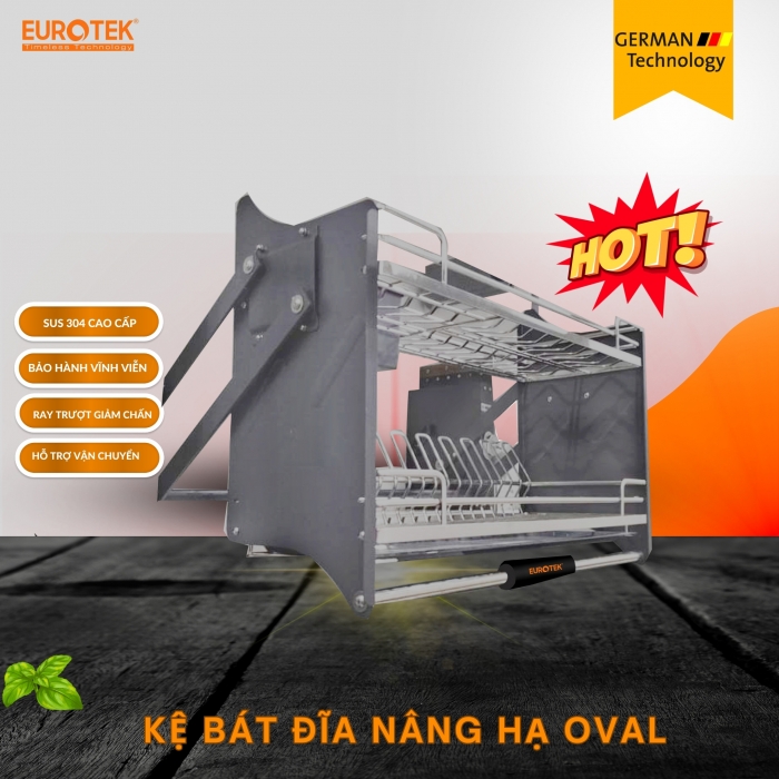 Kệ bát đĩa nâng hạ OVAL ENO700TX Eurotek